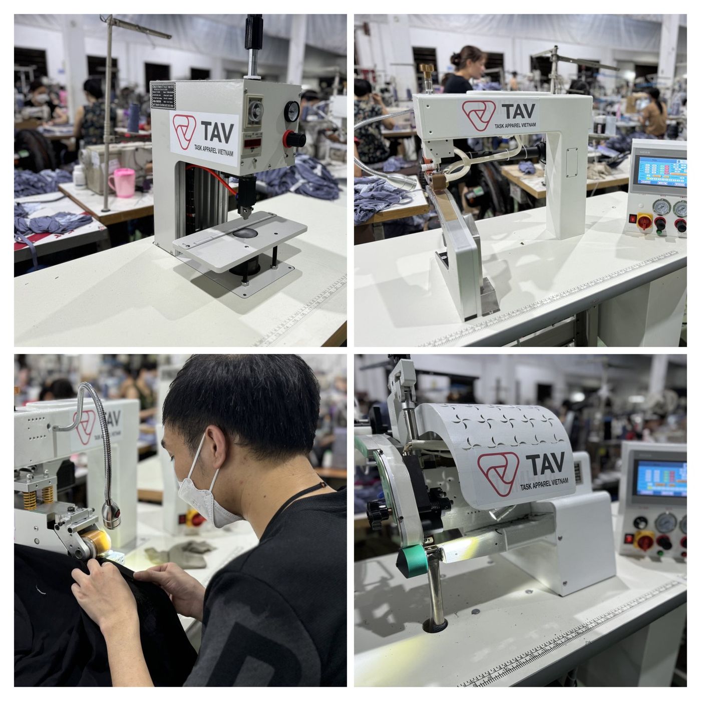 TAV-branded CWS heat bonding machines and operators on the dedicated bonding line in Bac Ninh